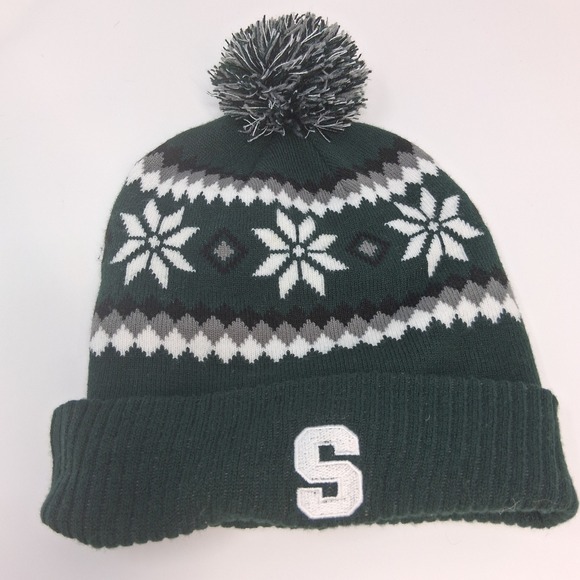 Top of the World Other - Michigan State Spartans Knit Beanie Pom Hat Top of the World Green White S Logo